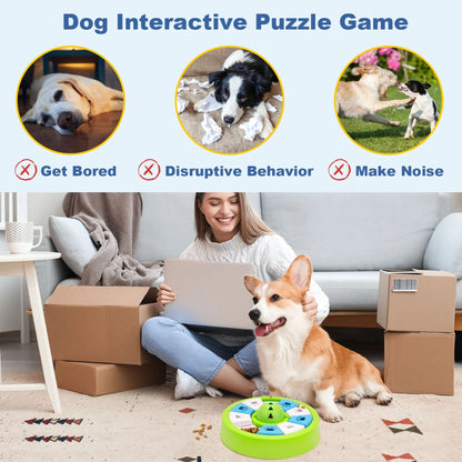 Green dog puzzle feeder toy from TrendyPet's Zone, featuring a slow eating bowl and treat dispenser for IQ training.