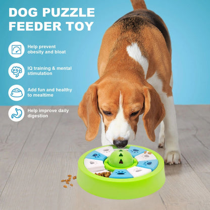 Green dog puzzle feeder toy from TrendyPet's Zone, designed as a slow eating bowl and IQ training treat dispenser.