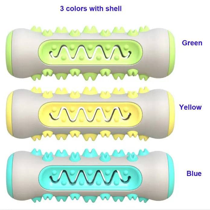 Green dog teeth grinding stick toy from TrendyPet's Zone for chewing, cleaning teeth, and molar training, bite-resistant pet dental toy.