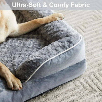 Green Extra Large Bolster Dog Bed with Waterproof Lining & Non-Skid Bottom, Washable, Orthopedic Egg Foam Couch, XL 42"x 30"x 7" TRENDYPET'S ZONE
