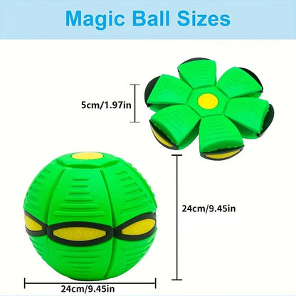 Green TrendyPet's Zone interactive flying saucer ball dog toy for outdoor play and training, featuring a durable design.