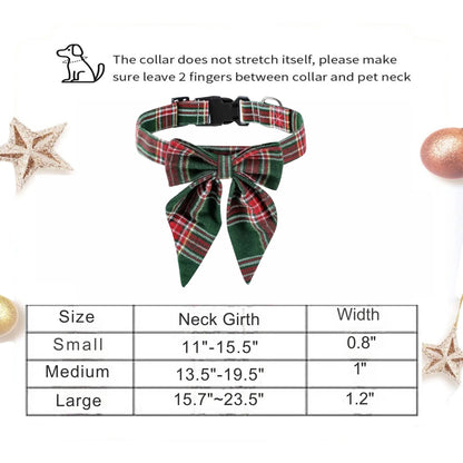 Green Lattice X-mas Snowflake Pet Collar Holiday Bow Design - TrendyPet's Zone