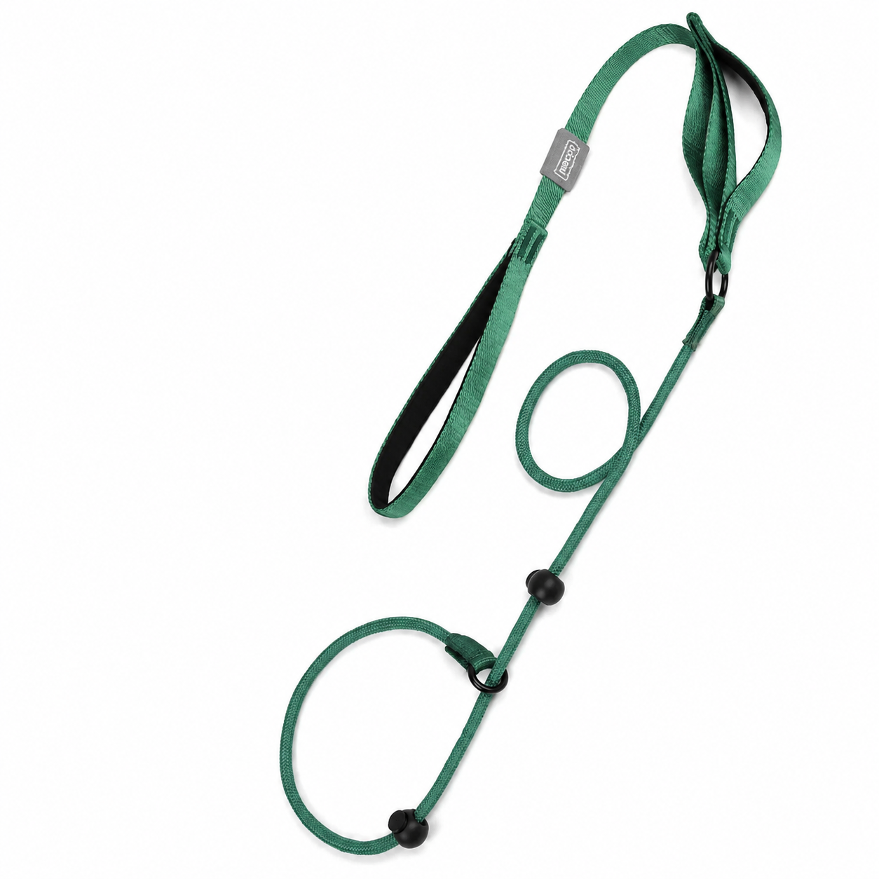 Green nylon no-pull dog walking leash with dual handles from TrendyPet's Zone, designed for comfortable control during walks.
