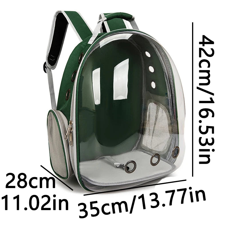 Green Pet Carrier Backpack Transparent Capsule Bubble Backpack TrendyPet's Zone