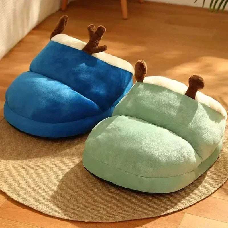 Green Pet Kennel Cats House Semi Enclosed Winter Warm Thick Slippers Pads Soft And Washable Portable Nest - TrendyPet's Zone