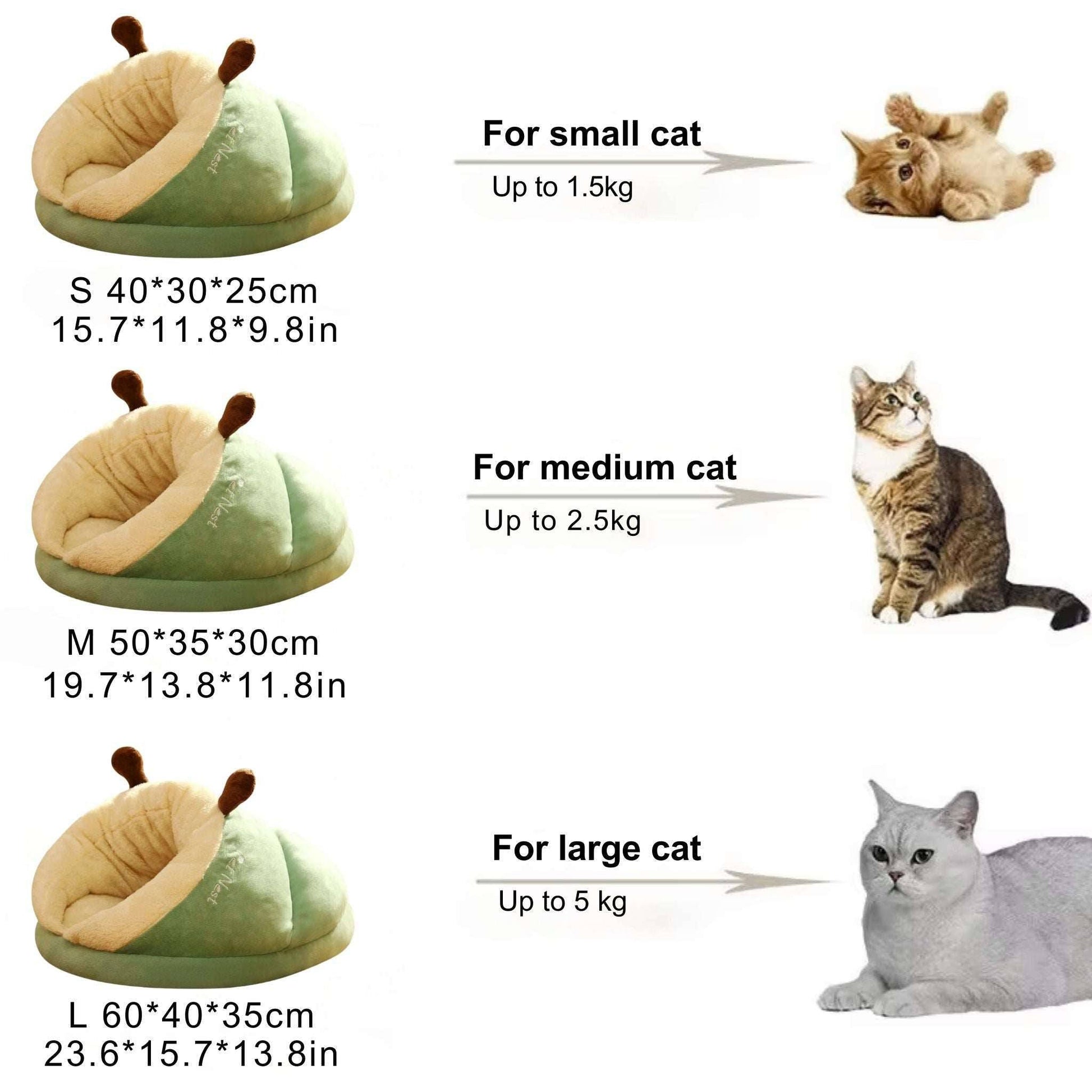 Green Pet Kennel Cats House Semi Enclosed Winter Warm Thick Slippers Pads Soft And Washable Portable Nest - TrendyPet's Zone