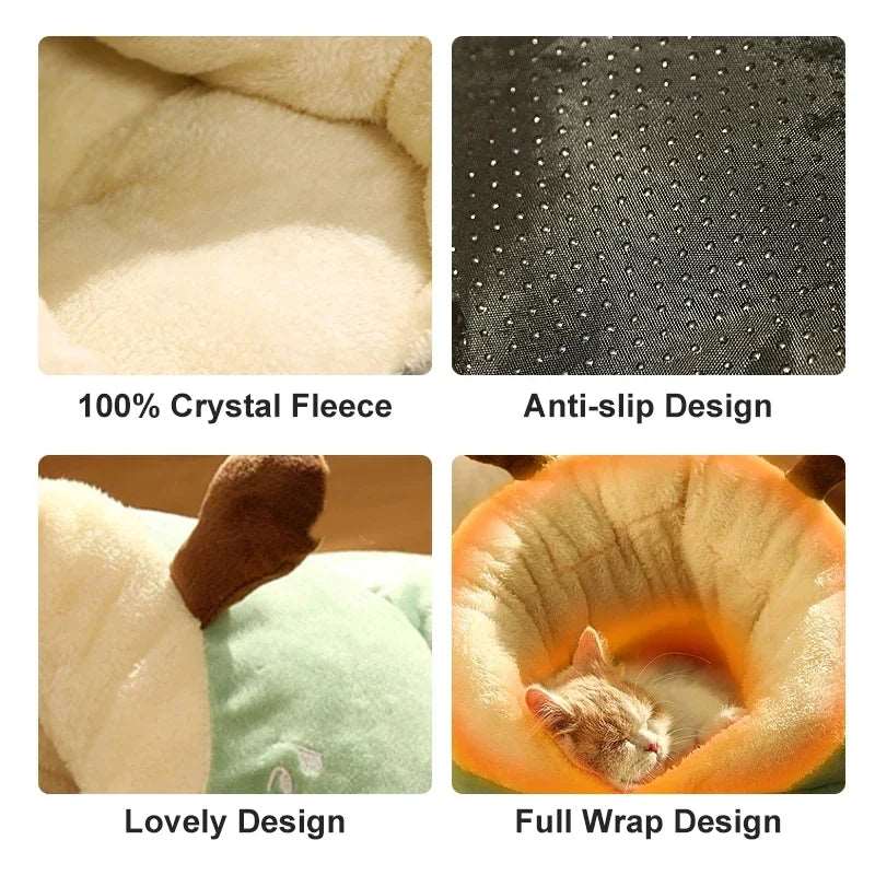 Green Pet Kennel Cats House Semi Enclosed Winter Warm Thick Slippers Pads Soft And Washable Portable Nest - TrendyPet's Zone