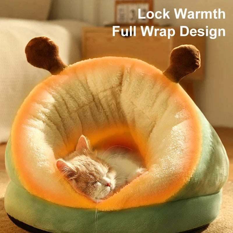Green Pet Kennel Cats House Semi Enclosed Winter Warm Thick Slippers Pads Soft And Washable Portable Nest - TrendyPet's Zone