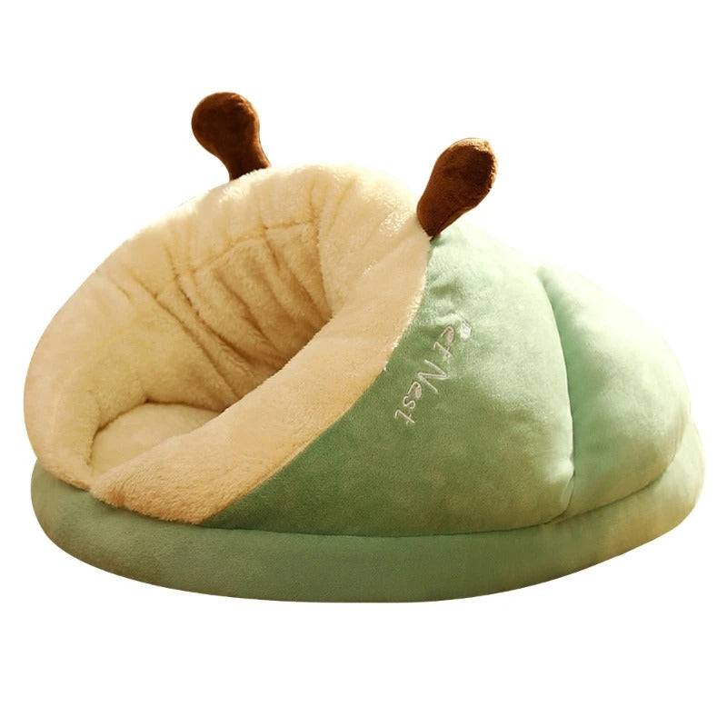 Green Pet Kennel Cats House Semi Enclosed Winter Warm Thick Slippers Pads Soft And Washable Portable Nest - TrendyPet's Zone