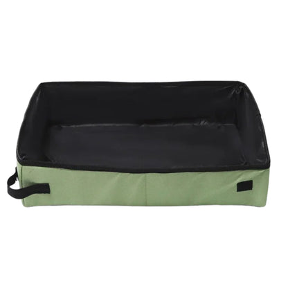 Green Portable Folding Travel Cat Litter Box, Waterproof Foldable Pet Toilet Tray, Outdoor Road Trip Potty TrendyPet's Zone