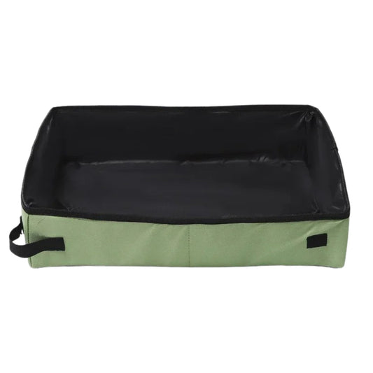 Green Portable Folding Travel Cat Litter Box, Waterproof Foldable Pet Toilet Tray, Outdoor Road Trip Potty TrendyPet's Zone
