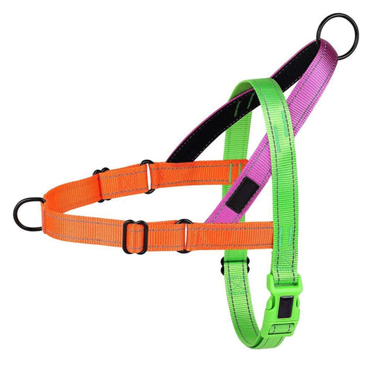 Green Reflective Nylon Dog Harness Adjustable Pet Training Harnesses No Pull Puppy Walking Vest - TrendyPet's Zone