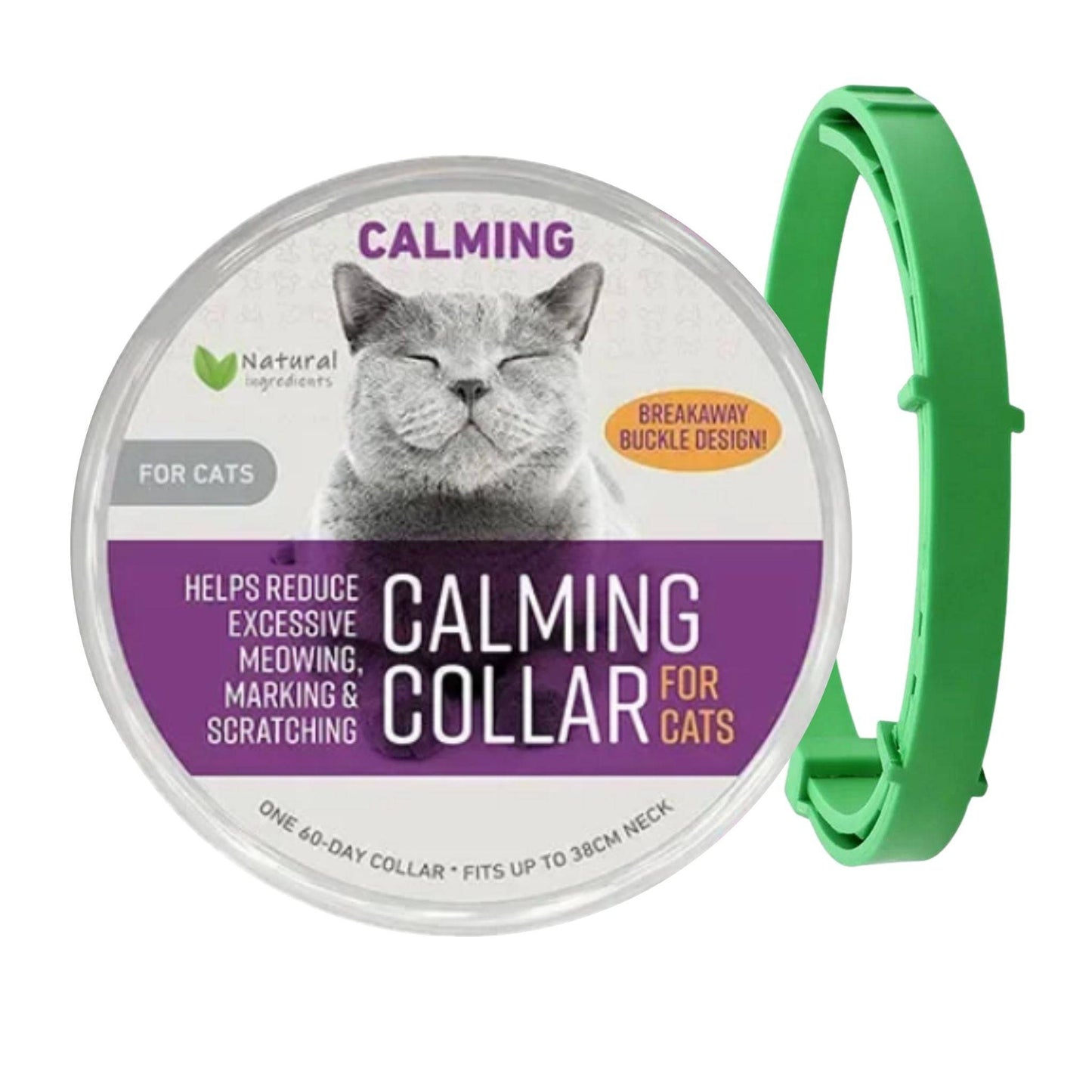 Green Safe Cat Calming Collar 1Pack/60Days Adjustable Anxiety Reduction Pheromone Lasting Natural Calm Pet Collar Boxed OPP Bag - TrendyPet's Zone