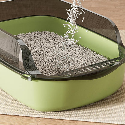 Green Splashproof Semi-Enclosed Cat Litter Box with High Sides – Indoor Kitten Toilet Tray TrendyPet's Zone
