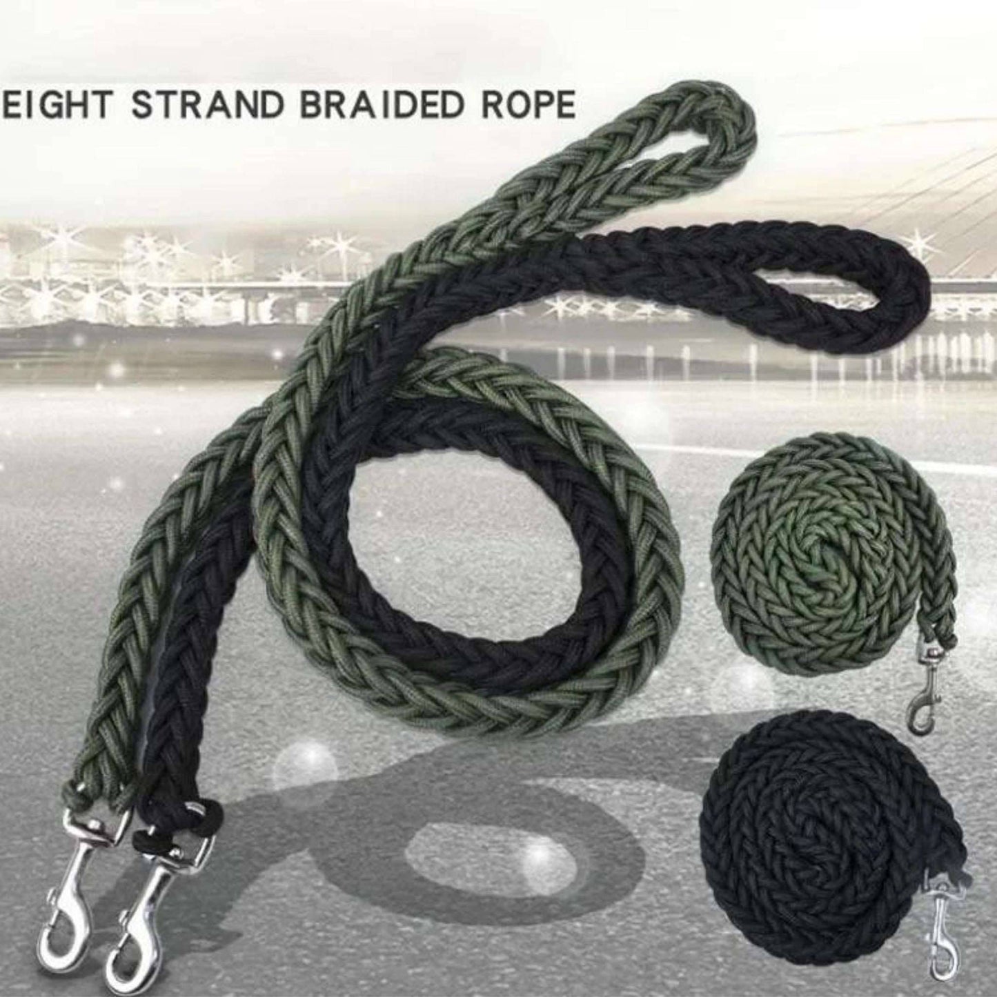 Green Super Strong Coarse Nylon Dog Leash Double Row Adjustable Collar For Medium Large Dogs - TrendyPet's Zone