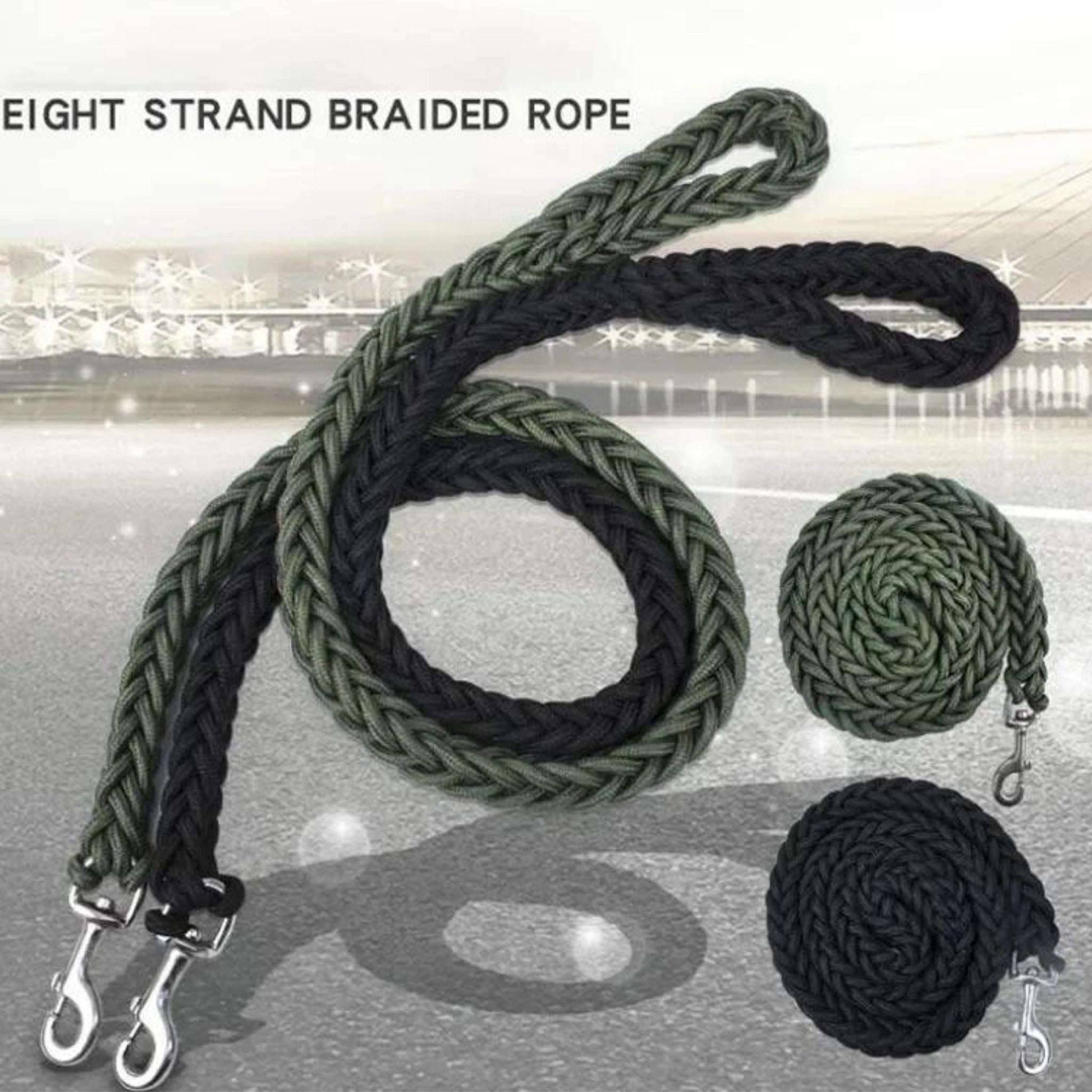 Green Super Strong Coarse Nylon Dog Leash Double Row Adjustable Collar For Medium Large Dogs - TrendyPet's Zone