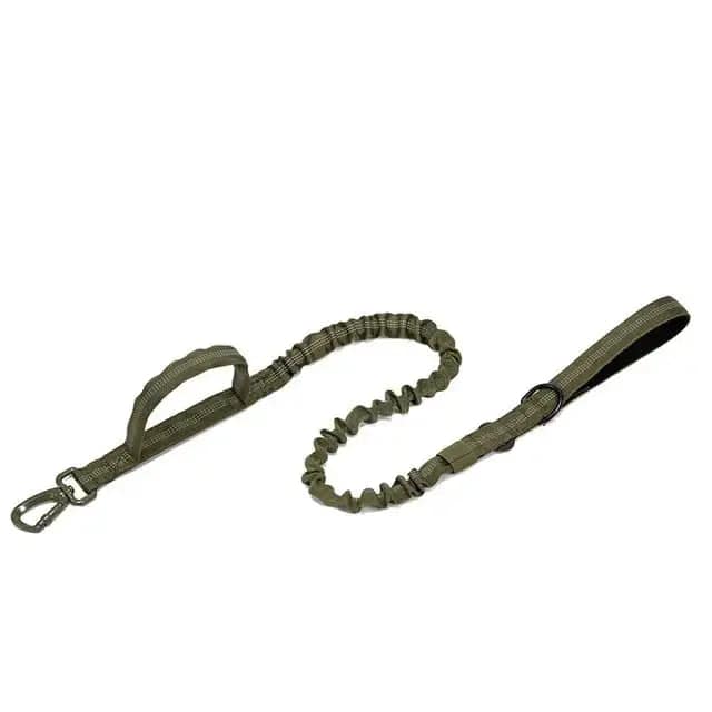 Green Tactical Dog Leash Elastic Dog Strap NO PULL Nylon Reflective Lead Traction Rope Training Walking Hunting Durable Dog Leash Line - TrendyPet's Zone