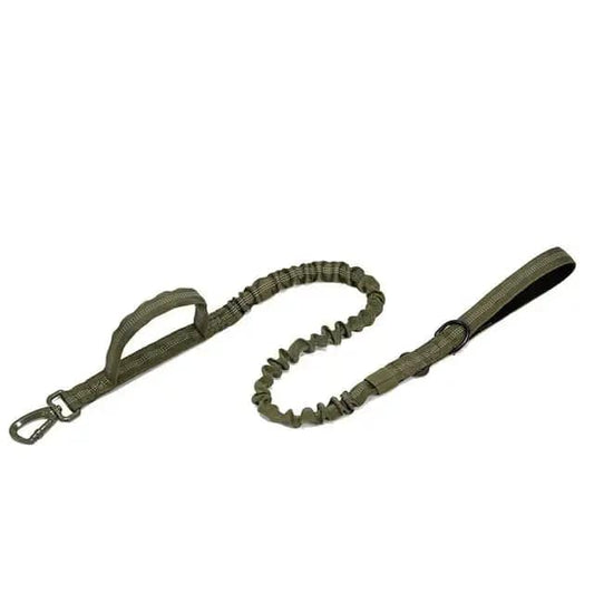 Green Tactical Dog Leash Elastic Dog Strap NO PULL Nylon Reflective Lead Traction Rope Training Walking Hunting Durable Dog Leash Line - TrendyPet's Zone