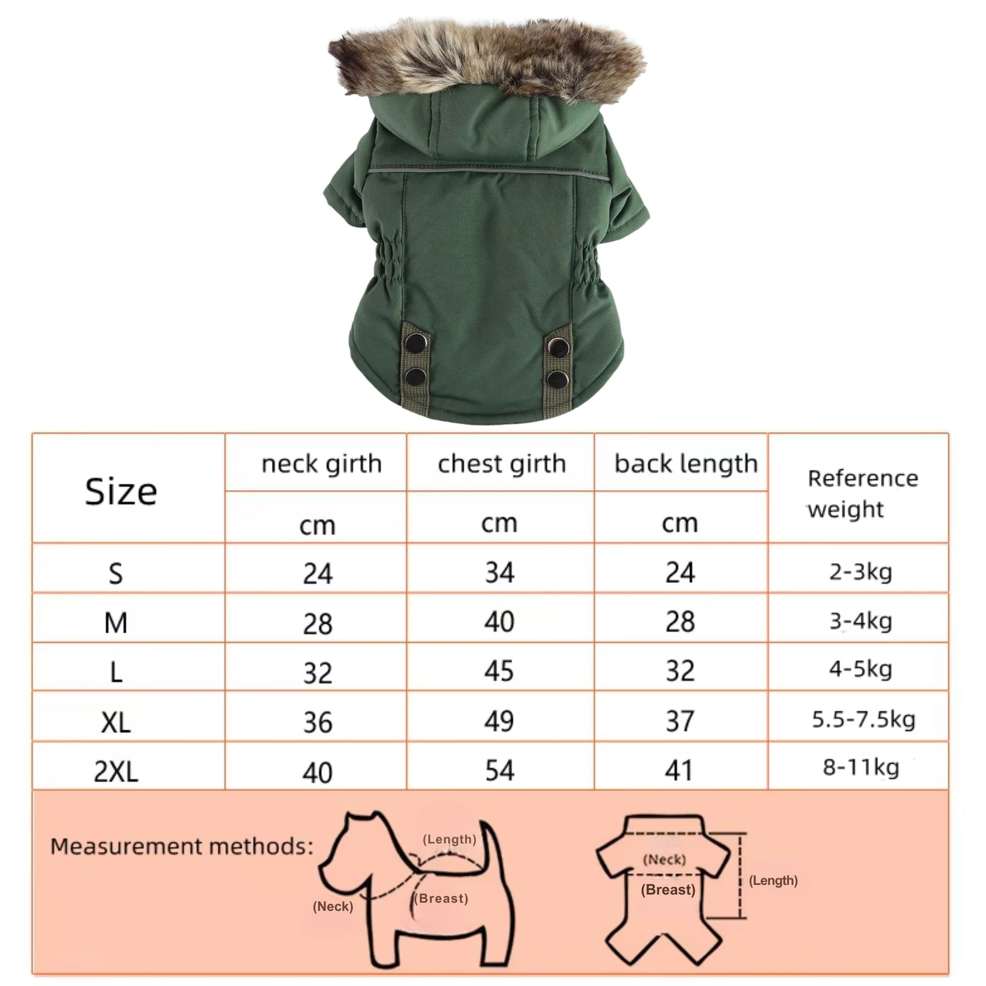 Green warm pet dog winter coat with hood, TrendyPet's Zone, designed for cold weather and outdoor protection.