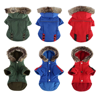 Green warm winter dog coat with hood from TrendyPet's Zone, featuring a cozy jacket designed for cold weather pet comfort.