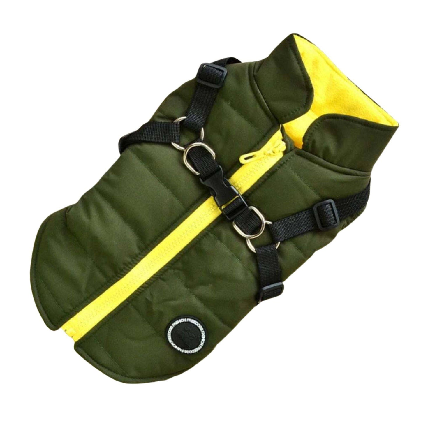 Green Waterproof Dog Vest Jacket with Harness Winter Coats TRENDYPET'S ZONE