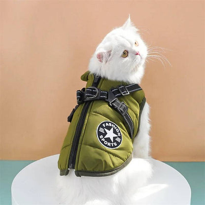 Green Winter Pet Clothes For Small Large Dogs Warm Fleece Jacket Waterproof With Harness Clothing Puppy Costume - TrendyPet's Zone