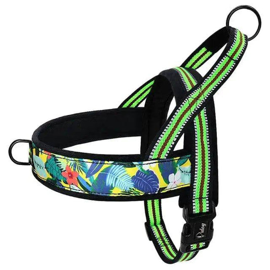 Green With Flower Warm Harness Vest Winter Soft Padded Pet Training Adjustable For Small Large Dog Puppy - TrendyPet's Zone