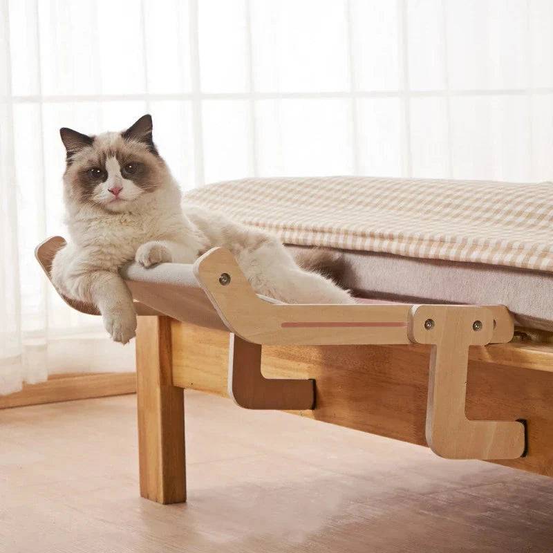 Grey Cat Hammock Hanging Bed Shelf for Cats Perch Wooden Insert Kallax Shelves - TrendyPet's Zone
