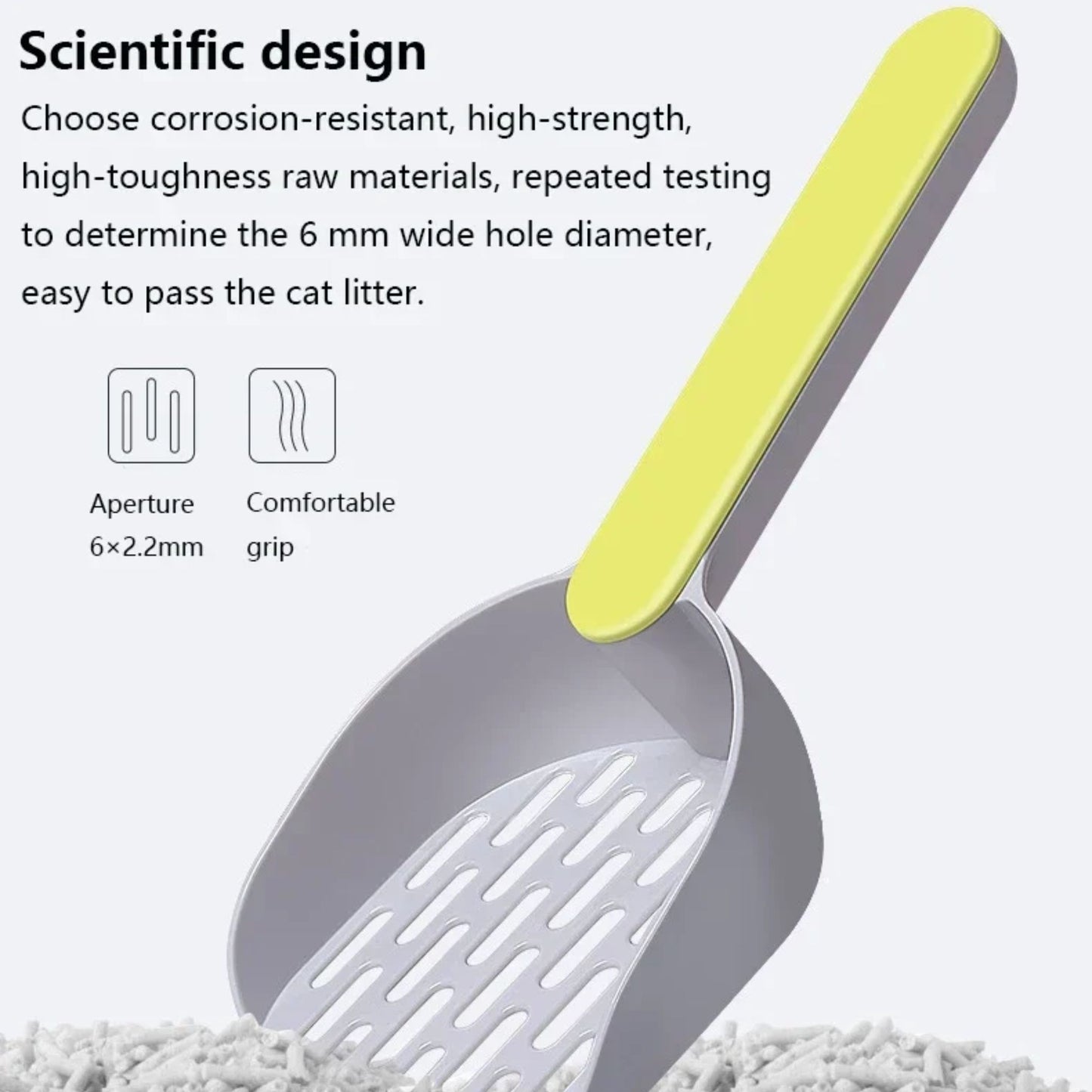 TrendyPet's Zone brown cat litter scoop set with filter and fine hole design for easy waste removal and cleaning.