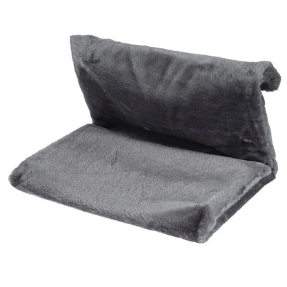 Grey collapsible cat hammock bed hanging on radiator cradle by TrendyPet's Zone, cozy and portable for feline relaxation.