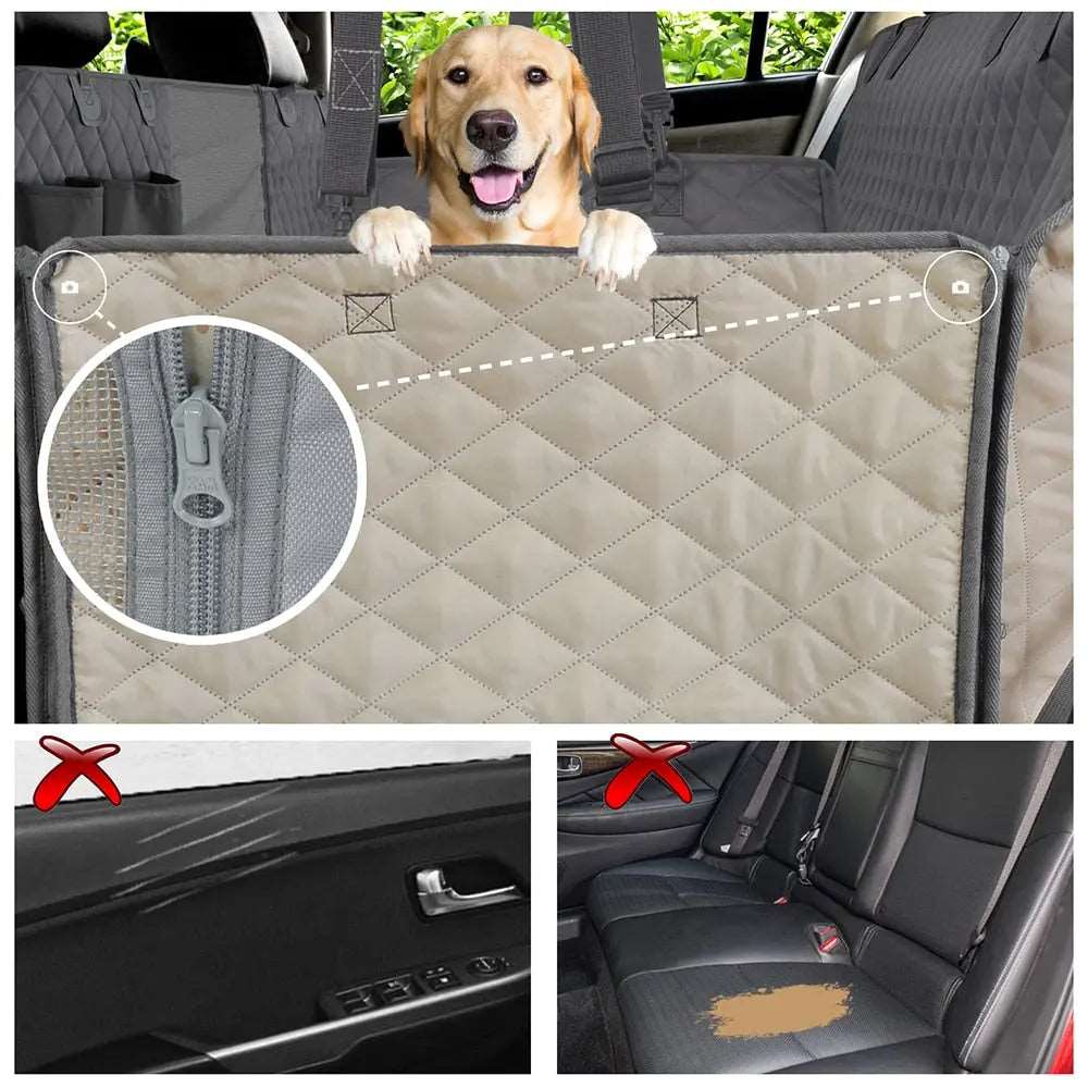 Grey Dog Car Seat Cover Waterproof Pet Travel Dog Carrier Hammock Car Rear Back Seat Protector Mat Safety Carrier For Dogs - TrendyPet's Zone