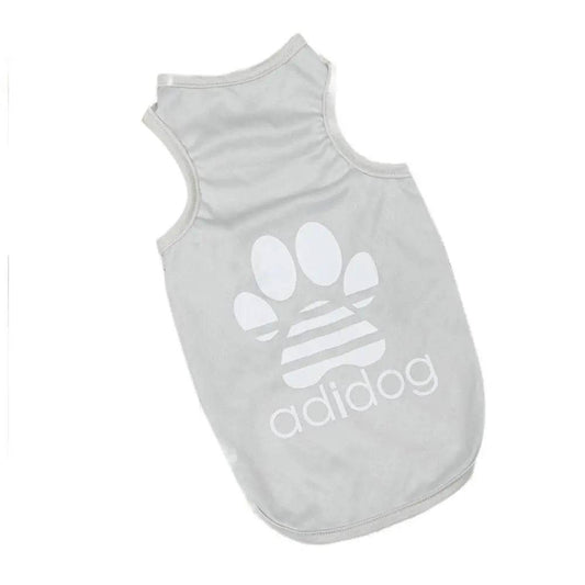 Grey Dog Top Puppy Breathable Cool Mesh T-Shirt Cartoon Print Sun Protection Clothing Polyester Thin Vest Summer - TrendyPet's Zone