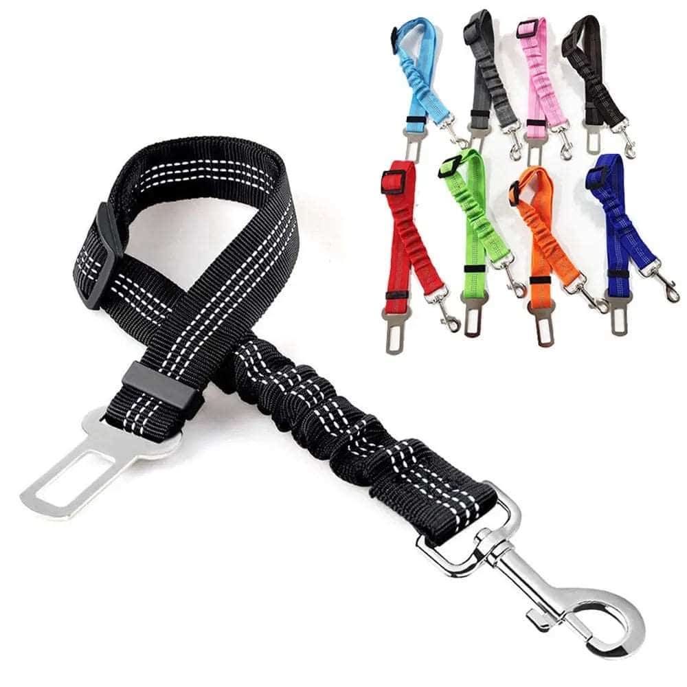 Grey Elastic Pet Supplies Car Seat Belt Dog Seat Belt Dog Leash Vehicle Belt Adjustable Cushioning Elastic Reflective Safety Rope for Dog Cat TRENDYPET'S ZONE