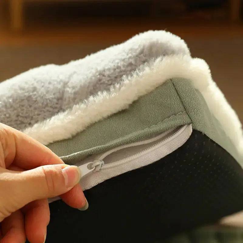 Grey Pet Mat for Winter Luxury Pad for Small Medium Large Dogs Cats Plaid Fluff Sleeping Removable Washable Pet Bed TRENDYPET'S ZONE