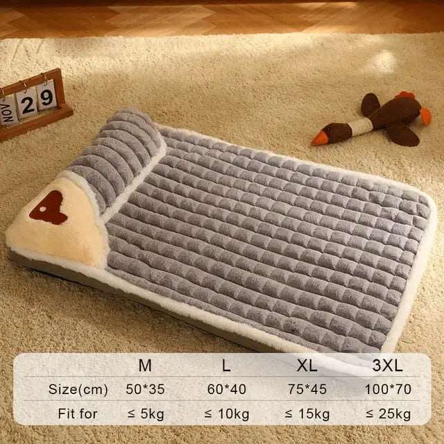 Grey Pet Mat for Winter Luxury Pad for Small Medium Large Dogs Cats Plaid Fluff Sleeping Removable Washable Pet Bed TRENDYPET'S ZONE