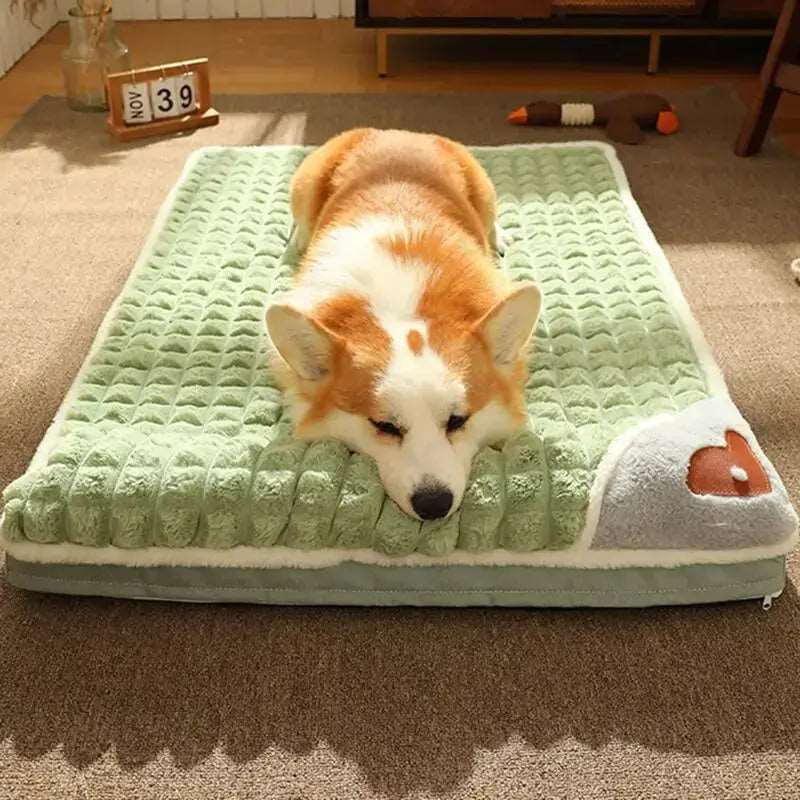 Grey Pet Mat for Winter Luxury Pad for Small Medium Large Dogs Cats Plaid Fluff Sleeping Removable Washable Pet Bed TRENDYPET'S ZONE