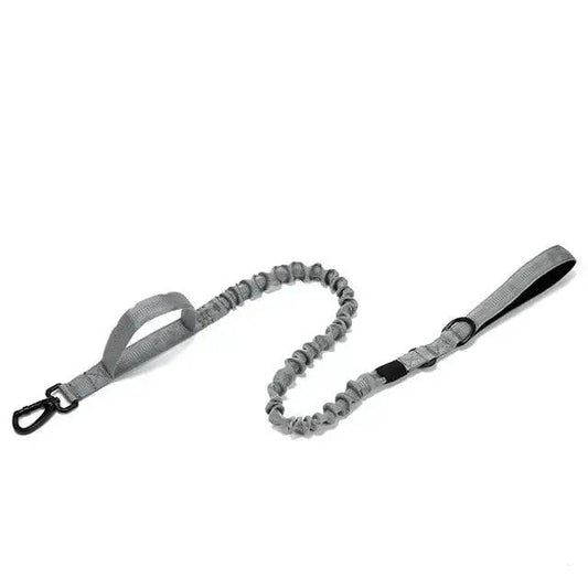 Grey Tactical Dog Leash Elastic Dog Strap NO PULL Nylon Reflective Lead Traction Rope Training Walking Hunting Durable Dog Leash Line - TrendyPet's Zone