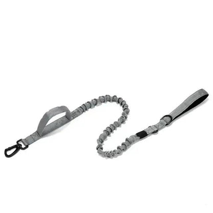 Grey Tactical Dog Leash Elastic Dog Strap NO PULL Nylon Reflective Lead Traction Rope Training Walking Hunting Durable Dog Leash Line - TrendyPet's Zone
