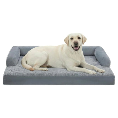 Grey White Memory Foam Orthopedic Dogs Beds with Bolsters, Removable Washable Cover, Nonskid Bottom, Size 45.0" x 35.0" x 8.0" TrendyPet's Zone