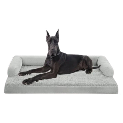 Grey White Memory Foam Orthopedic Dogs Beds with Bolsters, Removable Washable Cover, Nonskid Bottom, XXL Size 53.0" x 42.0" x 8.0" TRENDYPET'S ZONE