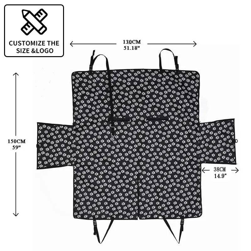 Grey White Paw Dog Carriers Waterproof Rear Back Pet Dog Car Seat Cover Hammock Protector with Safety Belt Transporting - TrendyPet's Zone