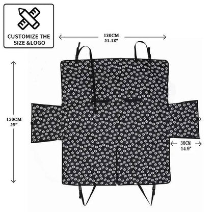 Grey White Paw Dog Carriers Waterproof Rear Back Pet Dog Car Seat Cover Hammock Protector with Safety Belt Transporting - TrendyPet's Zone