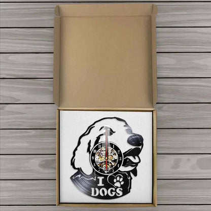 I Love Dog Labrador Head Silhouette 3D Wall Lovely Dog Puppy Vinyl Record (WITHOUT LED) Wall Time Clock Unique Gift For Dog Lovers TRENDYPET'S ZONE