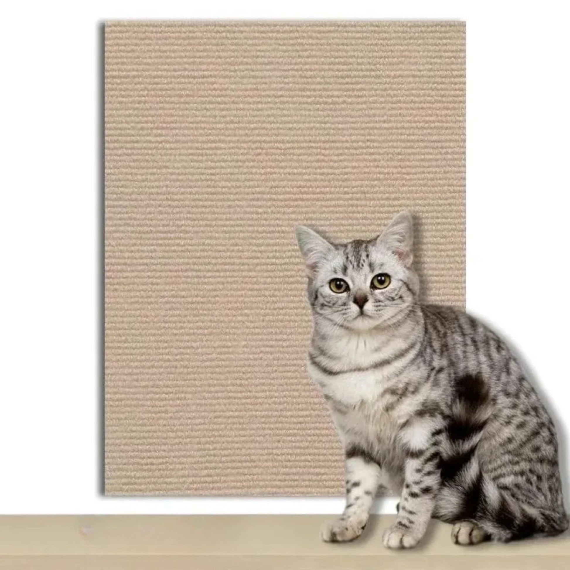 Khaki durable cat scratch mat from TrendyPet's Zone, self-adhesive and trimmable for protecting furniture and providing scratching fun