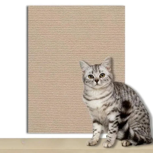 Khaki durable cat scratch mat from TrendyPet's Zone, self-adhesive and trimmable for protecting furniture and providing scratching fun