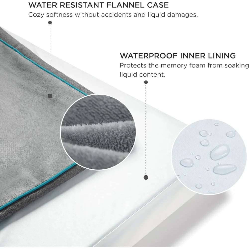 Khaki Orthopedic Waterproof Dog Bed with Removable Washable Cover and Nonskid Bottom for Crate, Memory Foam XL Size 41" x 29" × 3.5" - TrendyPet's Zone