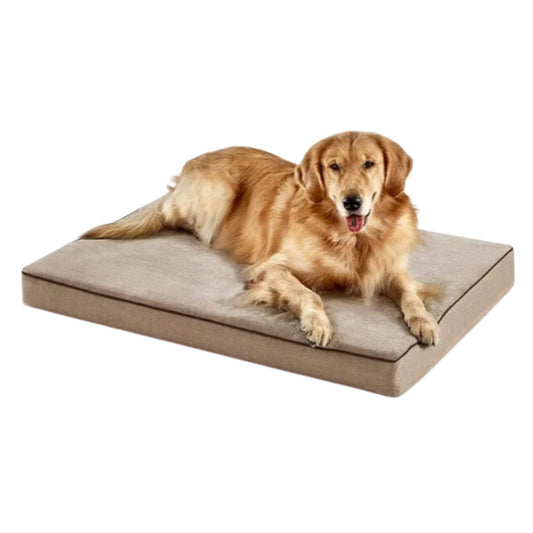 Khaki Orthopedic Waterproof Dog Bed with Removable Washable Cover and Nonskid Bottom for Crate, Memory Foam Size 41" x 29" × 3.5" TrendyPet's Zone