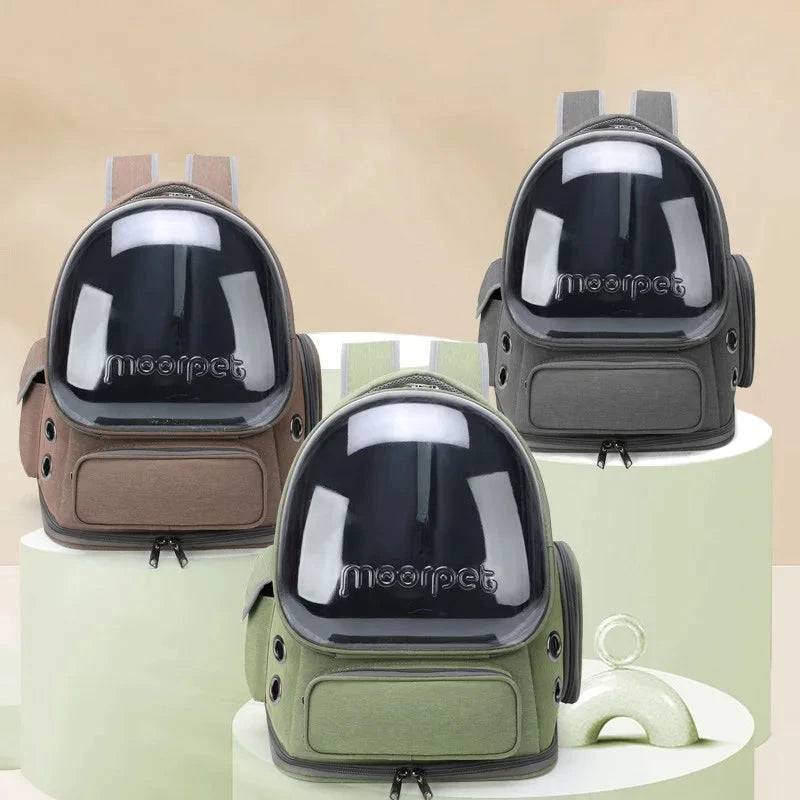 Khaki Pet Backpack Astronaut Transparent Carrying Bag For Cat Puppy Breathable Kitten Outdoor Bags Space Capsule Package - TrendyPet's Zone
