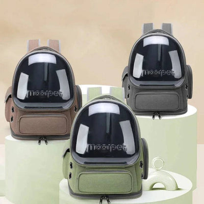 Khaki Pet Backpack Astronaut Transparent Carrying Bag For Cat Puppy Breathable Kitten Outdoor Bags Space Capsule Package - TrendyPet's Zone