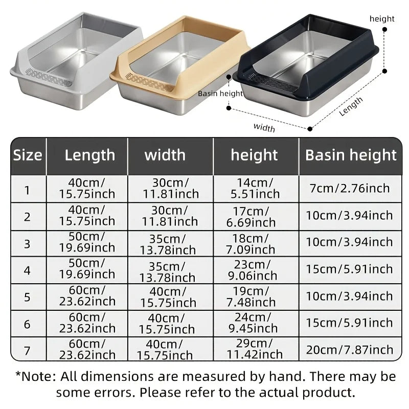 Black stainless steel cat litter box by TrendyPet's Zone with leak-proof and splash-proof design, large size for big cats.